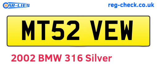 MT52VEW are the vehicle registration plates.