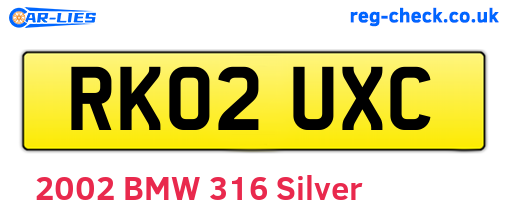 RK02UXC are the vehicle registration plates.