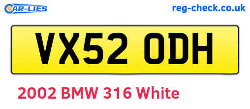 VX52ODH are the vehicle registration plates.