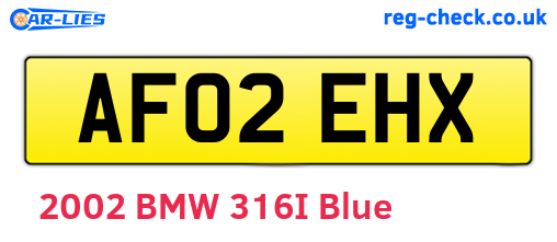 AF02EHX are the vehicle registration plates.