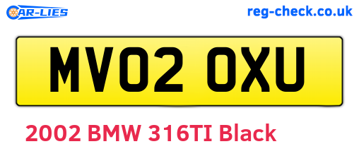 MV02OXU are the vehicle registration plates.