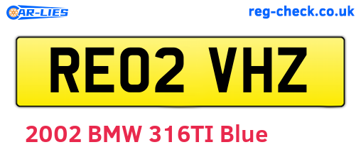 RE02VHZ are the vehicle registration plates.