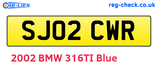 SJ02CWR are the vehicle registration plates.