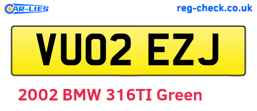VU02EZJ are the vehicle registration plates.