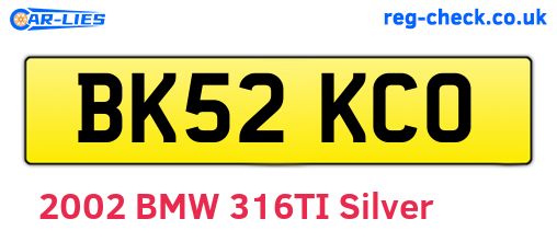 BK52KCO are the vehicle registration plates.