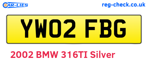 YW02FBG are the vehicle registration plates.