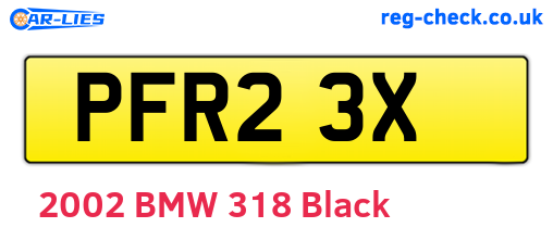 PFR23X are the vehicle registration plates.