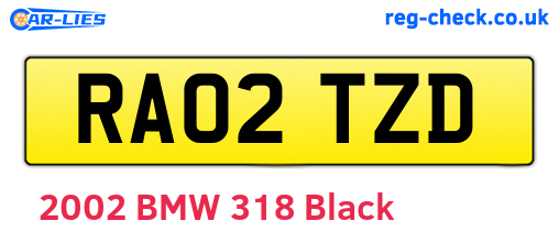 RA02TZD are the vehicle registration plates.