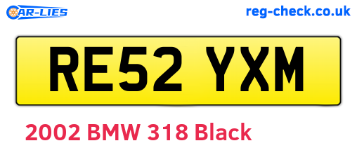 RE52YXM are the vehicle registration plates.