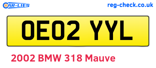 OE02YYL are the vehicle registration plates.