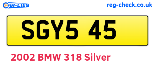 SGY545 are the vehicle registration plates.