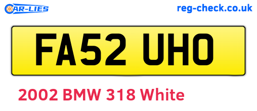 FA52UHO are the vehicle registration plates.