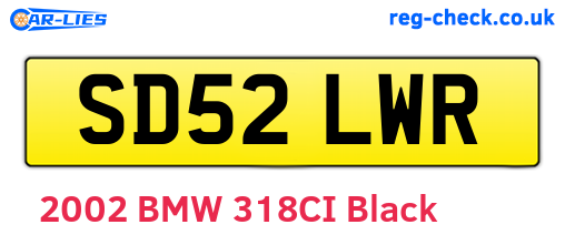 SD52LWR are the vehicle registration plates.