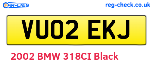 VU02EKJ are the vehicle registration plates.