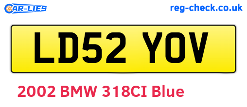LD52YOV are the vehicle registration plates.