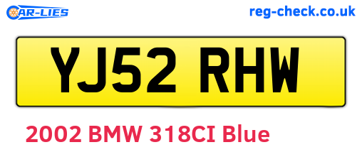 YJ52RHW are the vehicle registration plates.