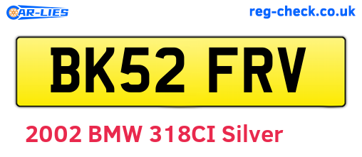 BK52FRV are the vehicle registration plates.