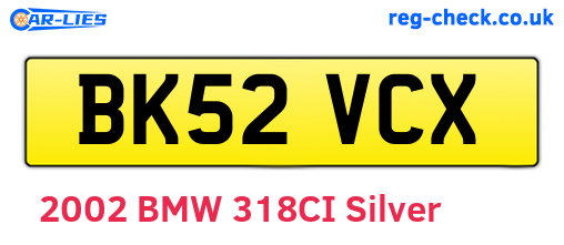 BK52VCX are the vehicle registration plates.