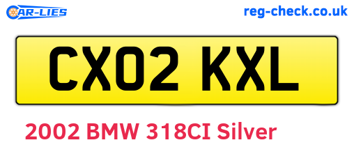 CX02KXL are the vehicle registration plates.