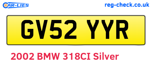 GV52YYR are the vehicle registration plates.