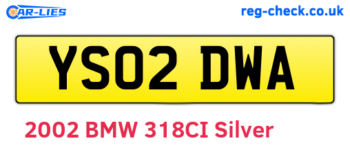 YS02DWA are the vehicle registration plates.