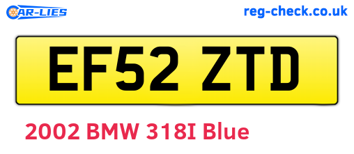 EF52ZTD are the vehicle registration plates.