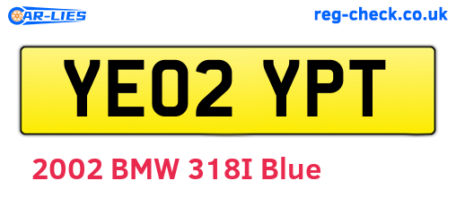 YE02YPT are the vehicle registration plates.