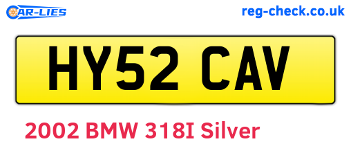HY52CAV are the vehicle registration plates.