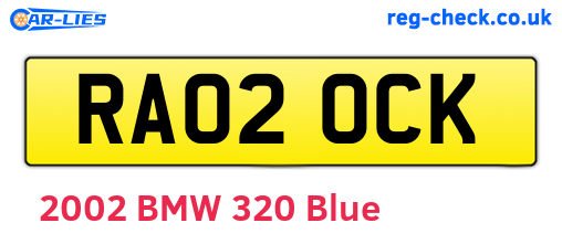 RA02OCK are the vehicle registration plates.