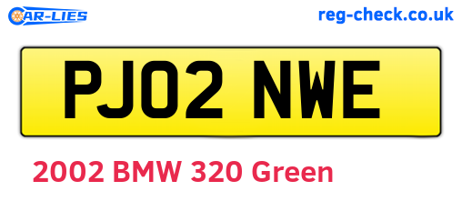 PJ02NWE are the vehicle registration plates.