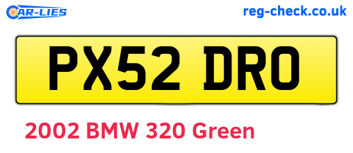 PX52DRO are the vehicle registration plates.