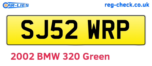 SJ52WRP are the vehicle registration plates.