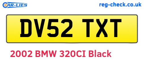 DV52TXT are the vehicle registration plates.