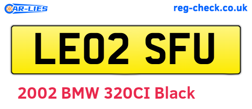 LE02SFU are the vehicle registration plates.