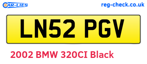 LN52PGV are the vehicle registration plates.