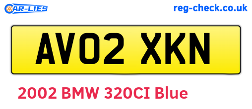 AV02XKN are the vehicle registration plates.
