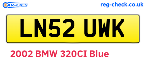 LN52UWK are the vehicle registration plates.