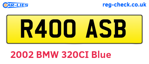 R400ASB are the vehicle registration plates.