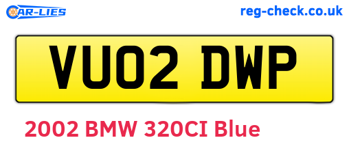 VU02DWP are the vehicle registration plates.