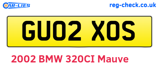 GU02XOS are the vehicle registration plates.