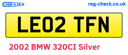 LE02TFN are the vehicle registration plates.