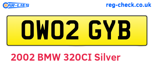 OW02GYB are the vehicle registration plates.