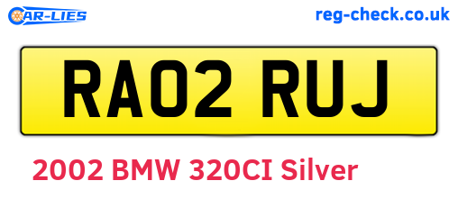 RA02RUJ are the vehicle registration plates.