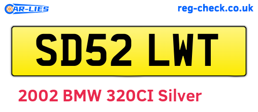 SD52LWT are the vehicle registration plates.