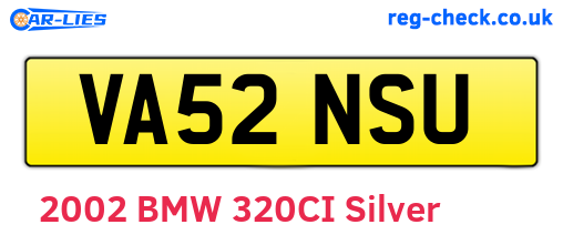 VA52NSU are the vehicle registration plates.