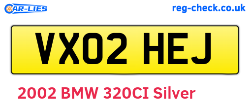 VX02HEJ are the vehicle registration plates.