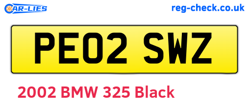 PE02SWZ are the vehicle registration plates.