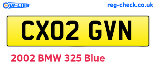 CX02GVN are the vehicle registration plates.