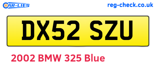 DX52SZU are the vehicle registration plates.