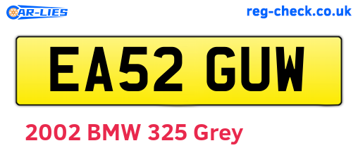 EA52GUW are the vehicle registration plates.